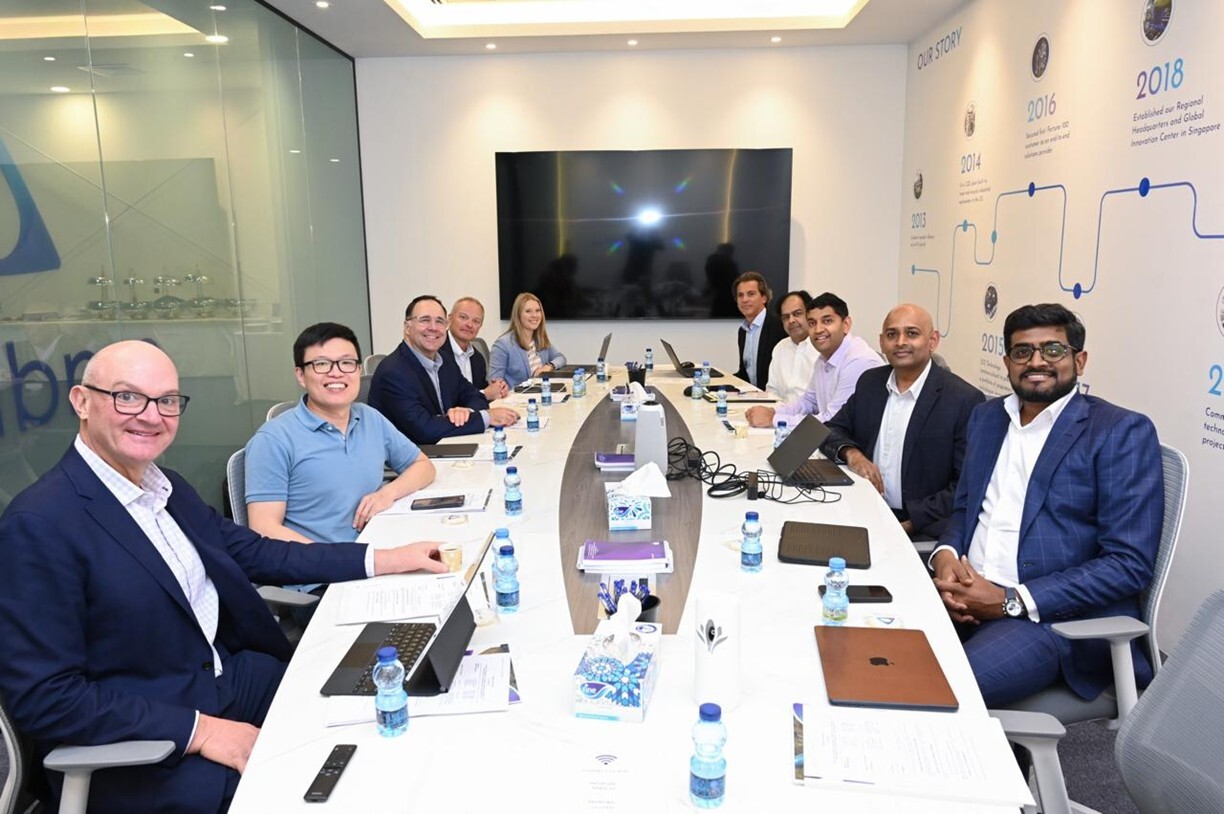 Gradiant leadership and global team members meet at the company’s innovation center, reflecting collaboration, strategic planning, and continued global growth as highlighted in Gradiant’s 2025 Year in Review.